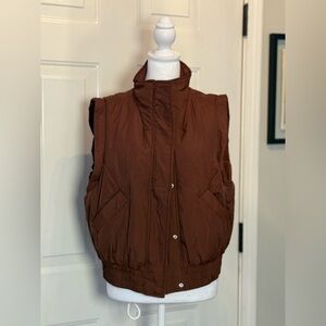 Brown Women's Crop Puffer Vest